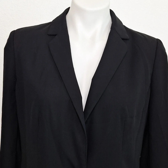Banana Republic Black Preppy Notch Collar V-Neck Academia Blazer Jacket Size 12 - Picture 2 of 7